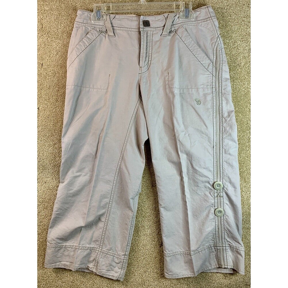 Mountain Hardwear Women's Beige Khaki Zip-Front Capri Hiking Pants 8 Gorpcore